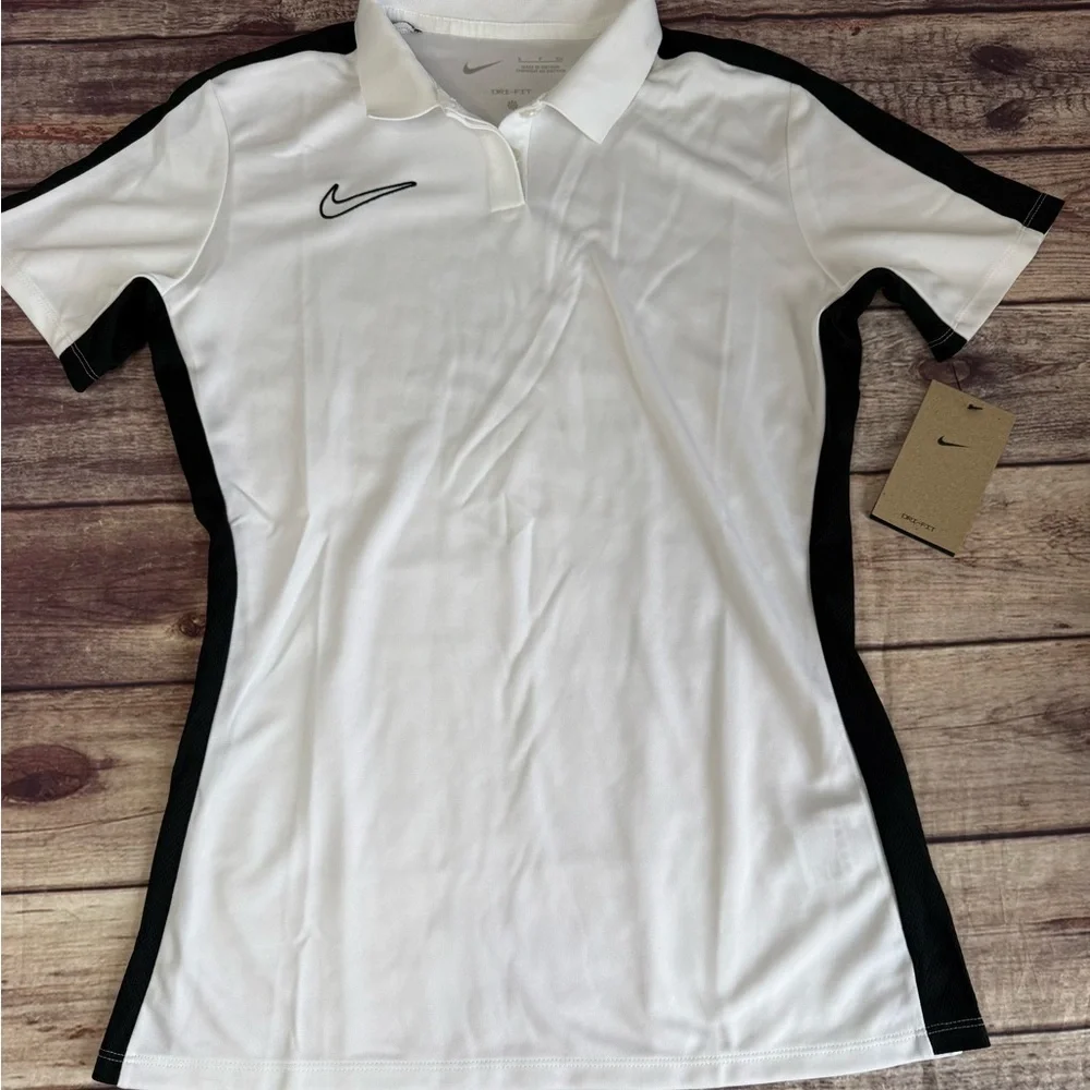 Nike Dri-Fit Women Academy 23 Polo Shirt Small Soccer Golf Tennis White NEW 1025